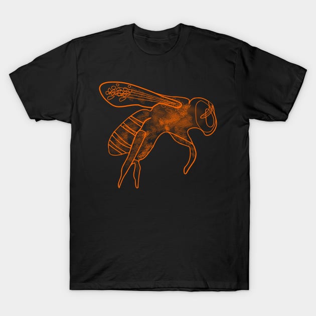 Bee Orange Pollinator Insect Artful Illustration T-Shirt by artfulnotebook